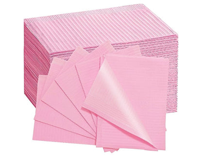 Pink Dental bibs (125 pack) Fantastic Price! Waterproof 3 ply